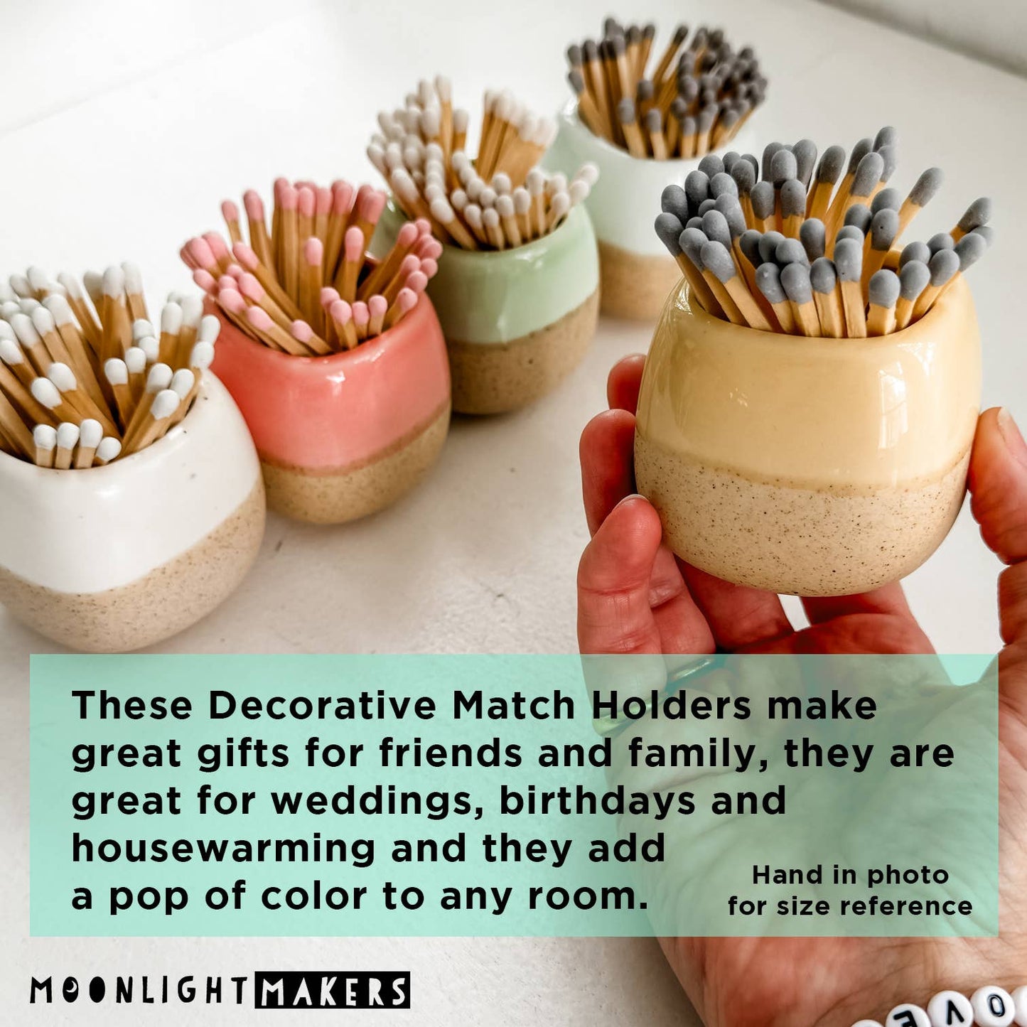 Ceramic Match Holder Ivory with 50 long matches