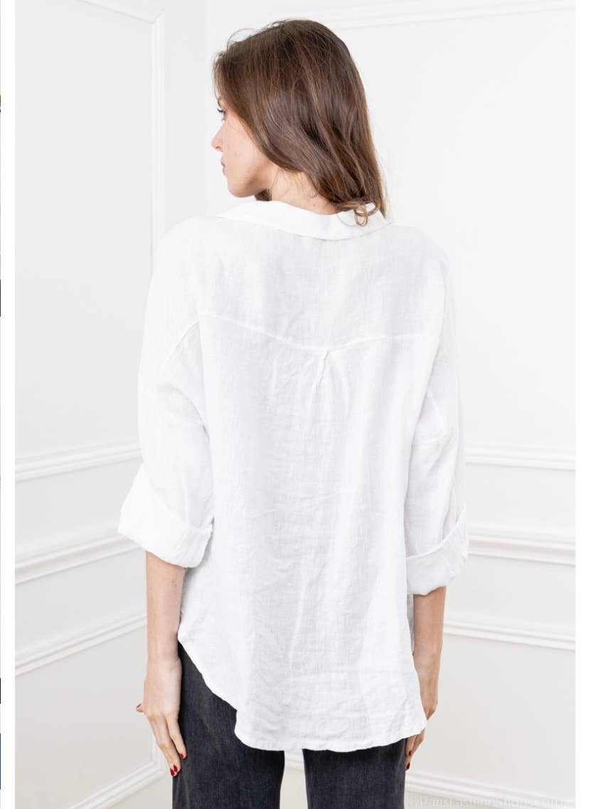 LINEN SHIRT. 48902 NINA: WHITE
