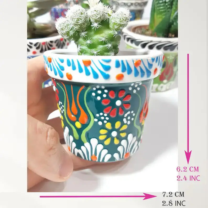 Mexican Handpainted Ceramic Succulent Pots - 30 Pcs