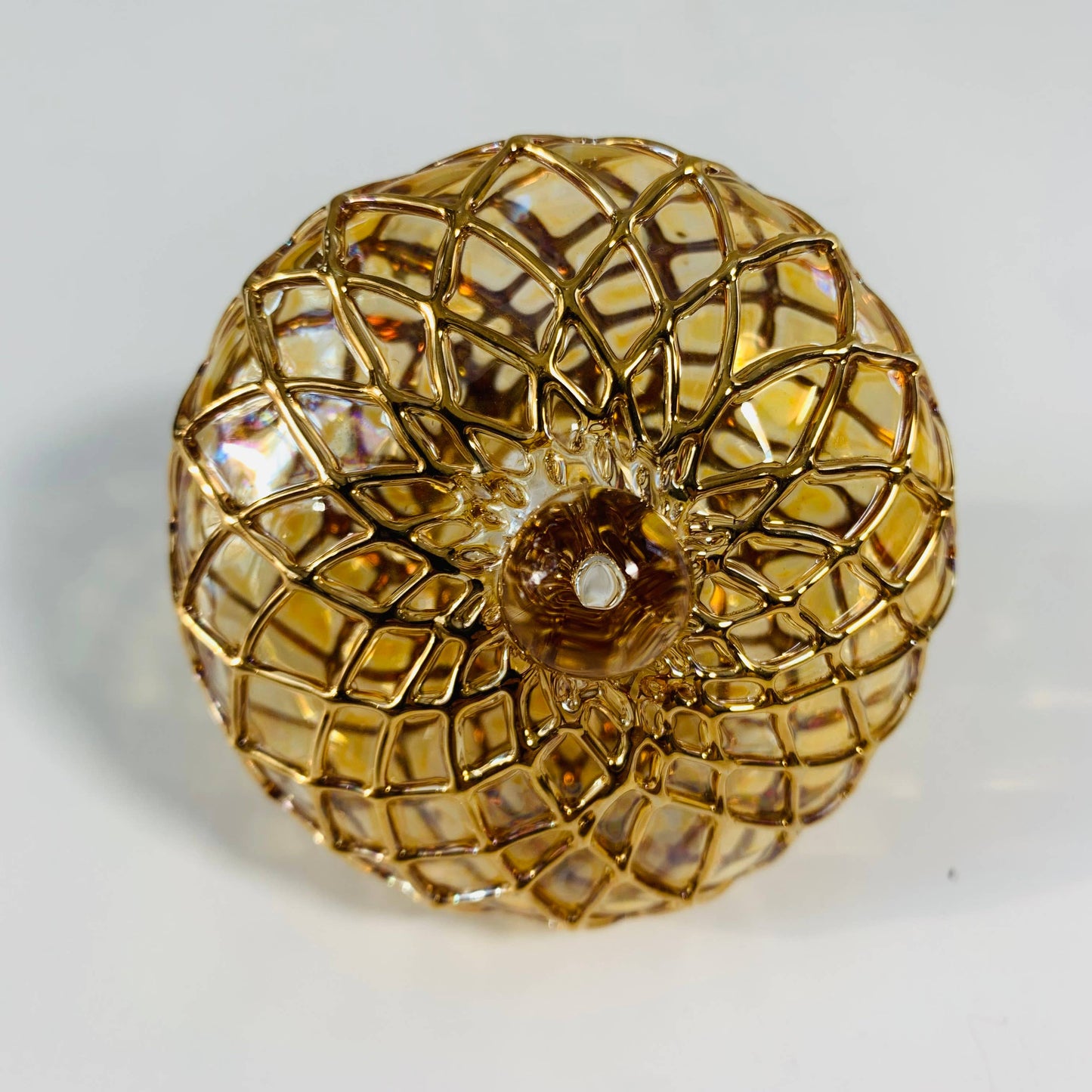 Blown Glass Small Ornament - Diamond Toupie: Amber