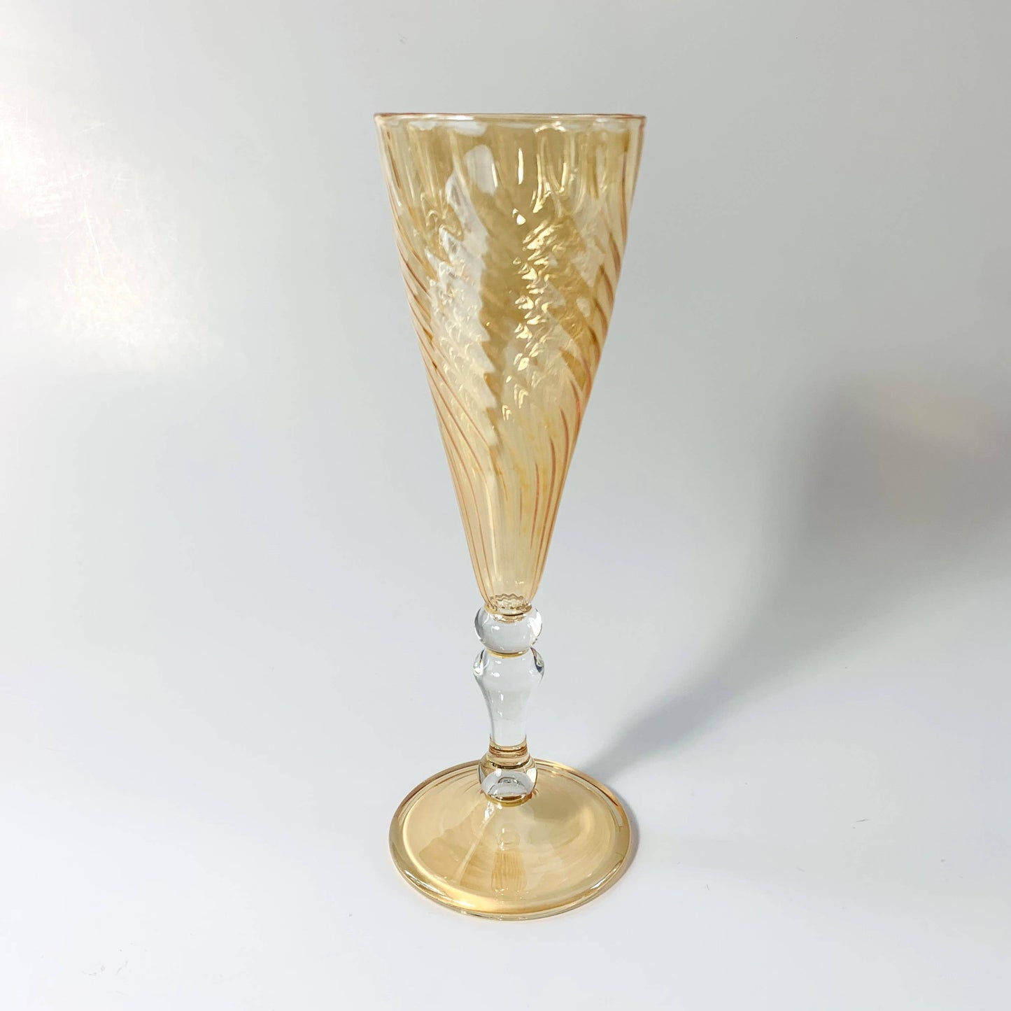 Blown Glass Long Stem Champagne Flute - Iridescent: Lavender
