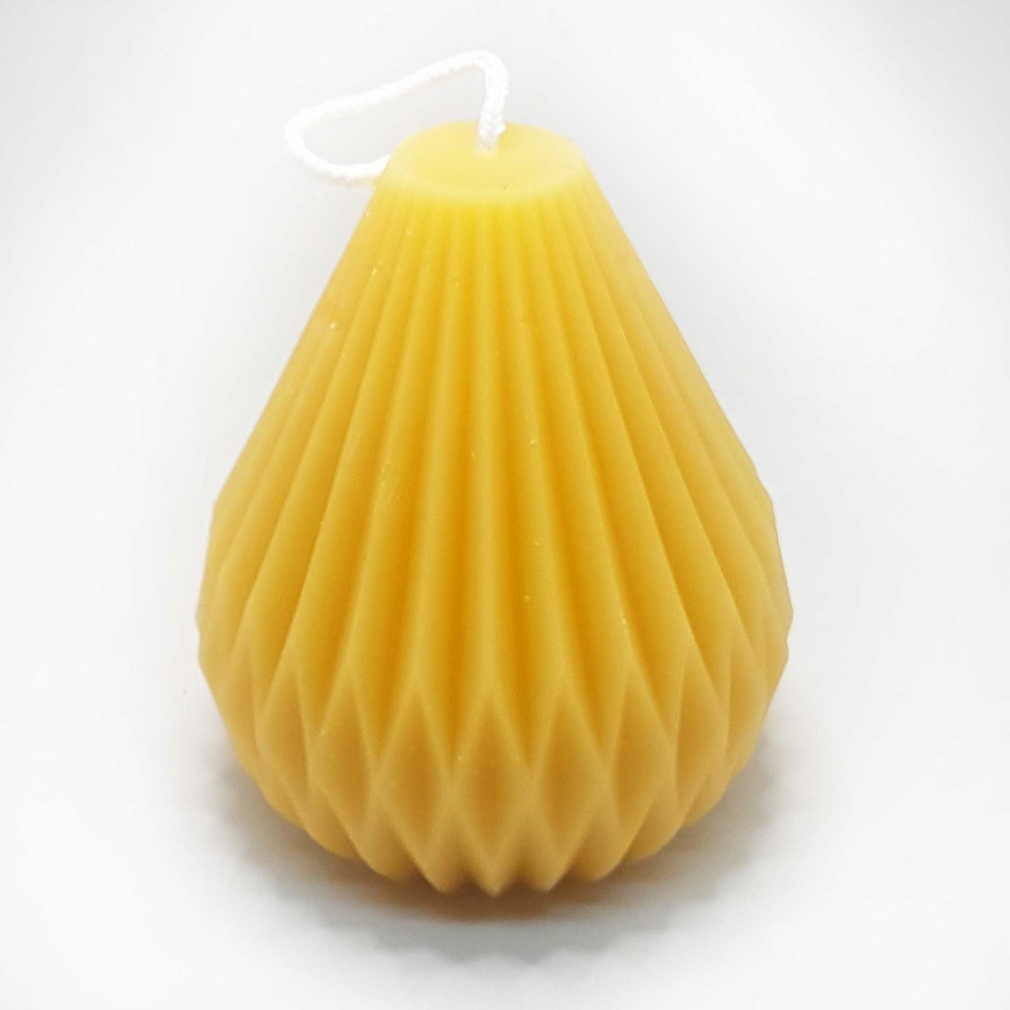Beeswax Candle- Fluted Pyramid - 4.25" - 100% Pure Canadian Beeswax: Beeswax Yellow