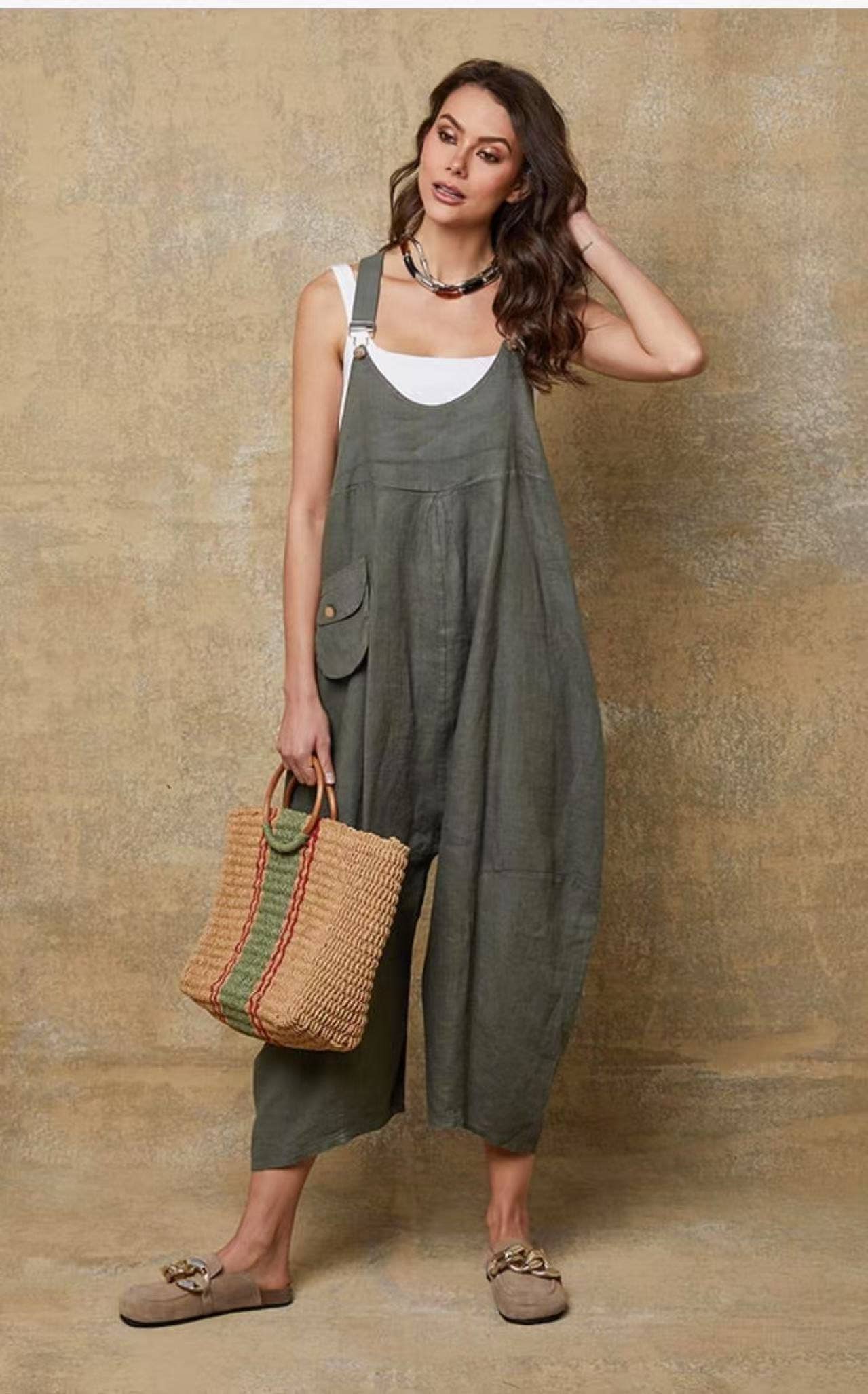 100% Linen Jumpsuit Blossom Pink