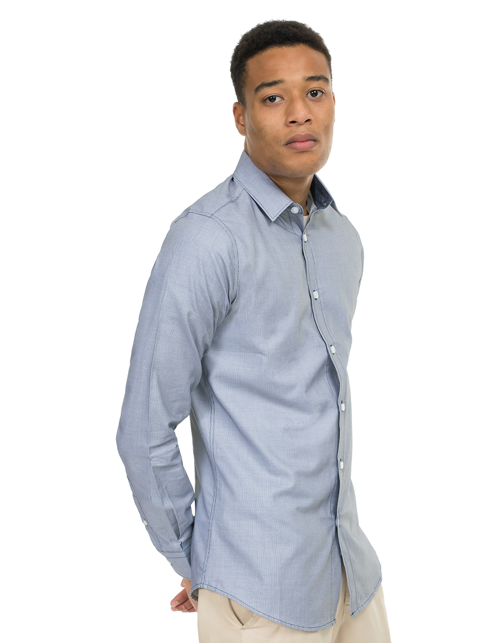 Grey Textured Button-Up Shirt