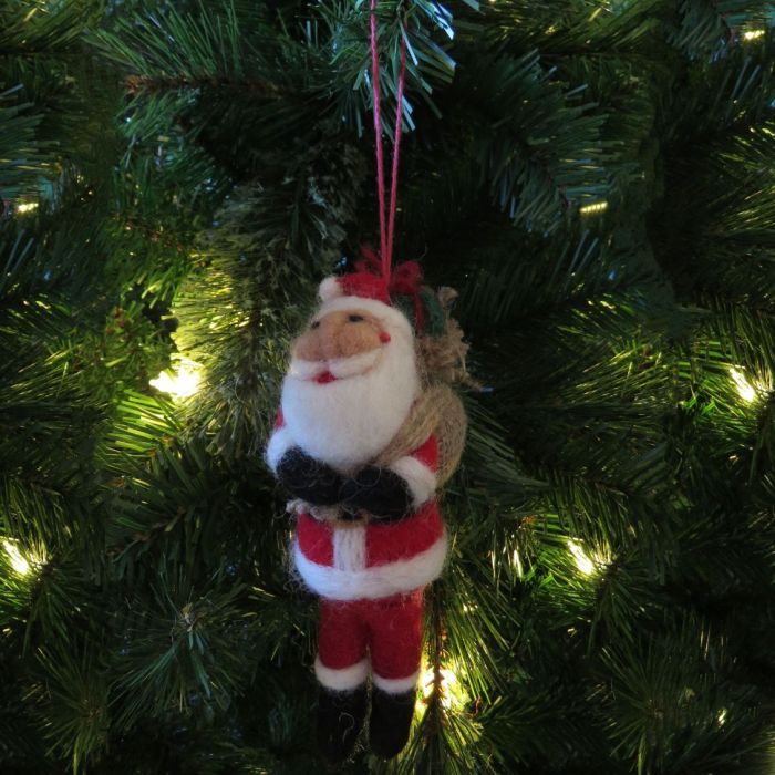 Santa with Bag and Gift Ornament