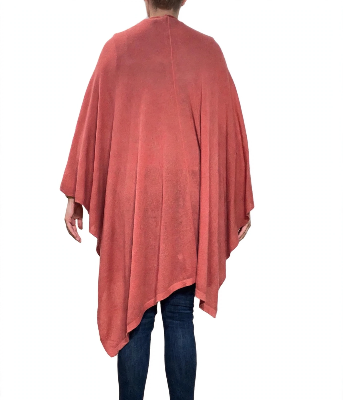 100% Cashmere Draped Long Wrap CORAL