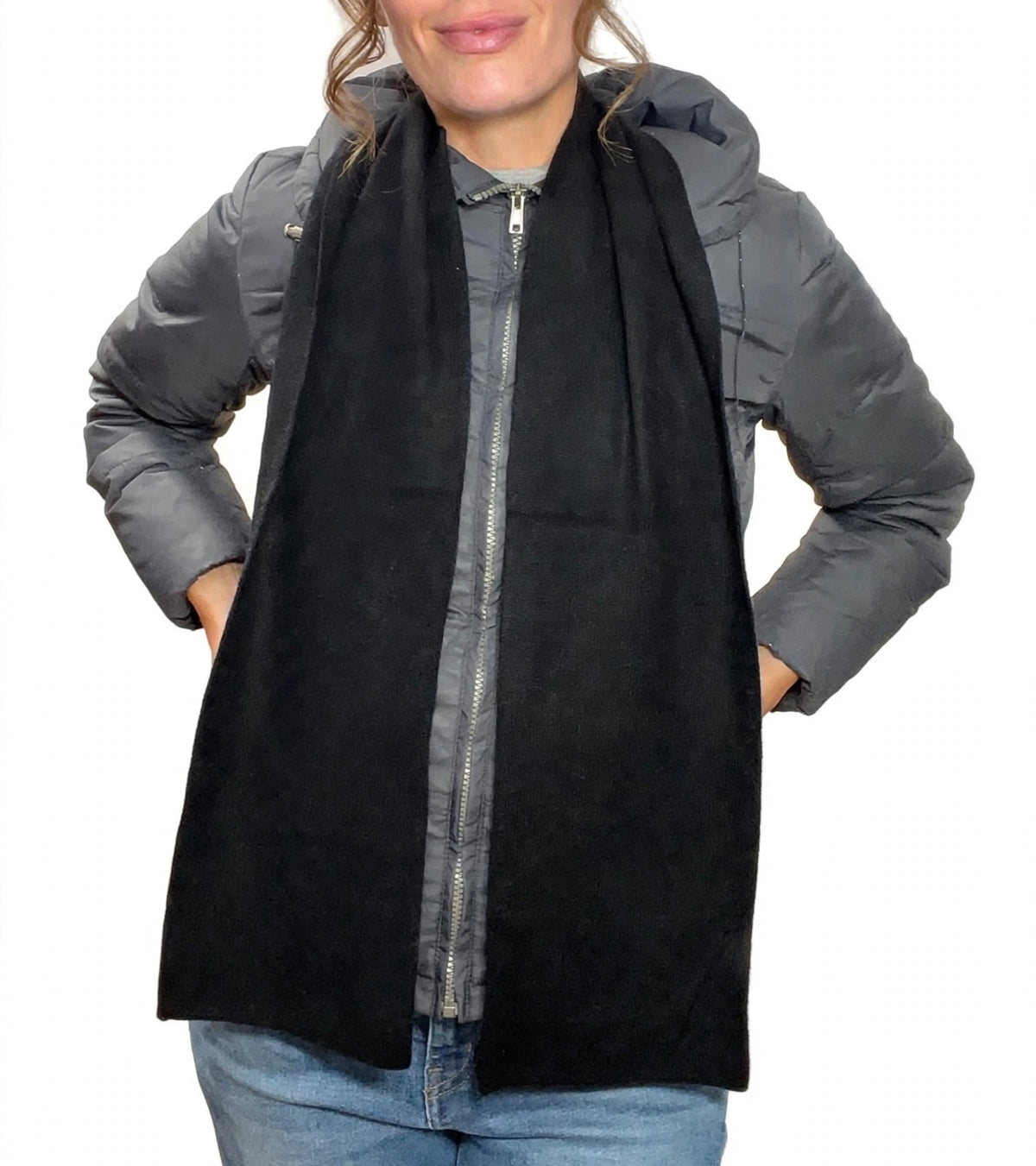Plush Cashmere Muffler - 100% Pure Double Thick- Denim Blue
