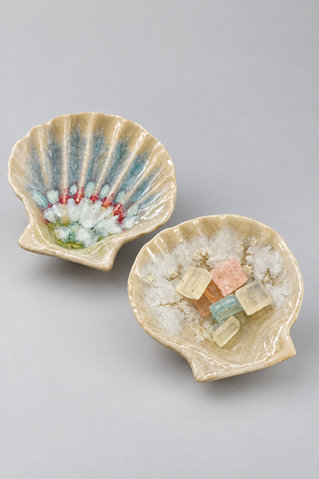 Handmade pottery clam shells