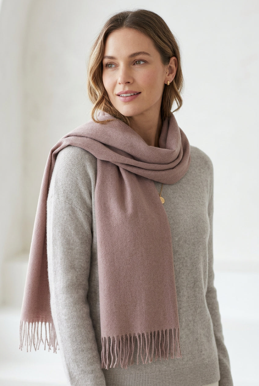 100% Cashmere scarf - dusty rose