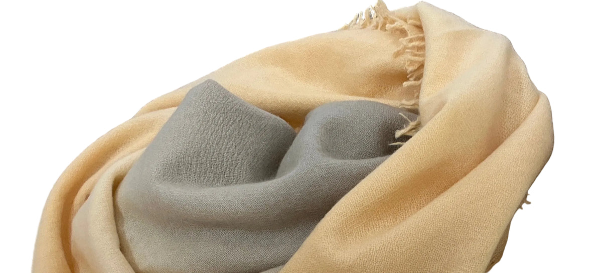 Pure Cashmere Honey Beige Fade Felted Scarf