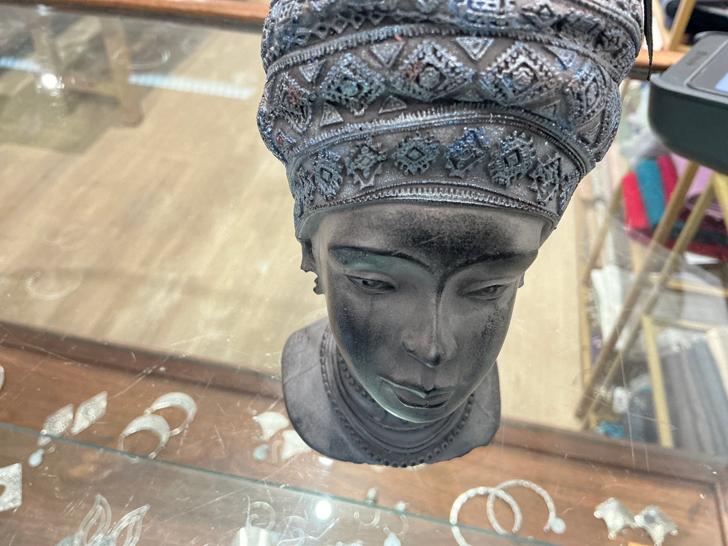 Pleasant thought woman with head wrap