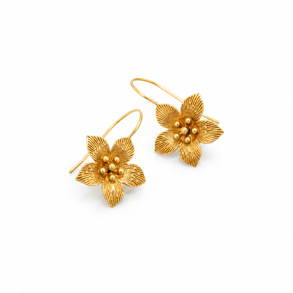 Daisy Flower Design Brass Earring