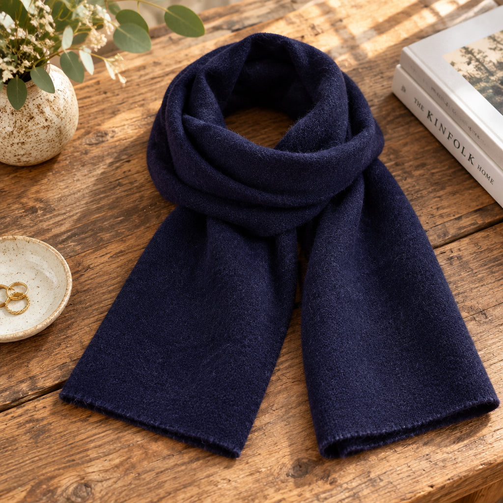 Plush Cashmere Muffler - 100% Pure Double Thick Dark Eggplant