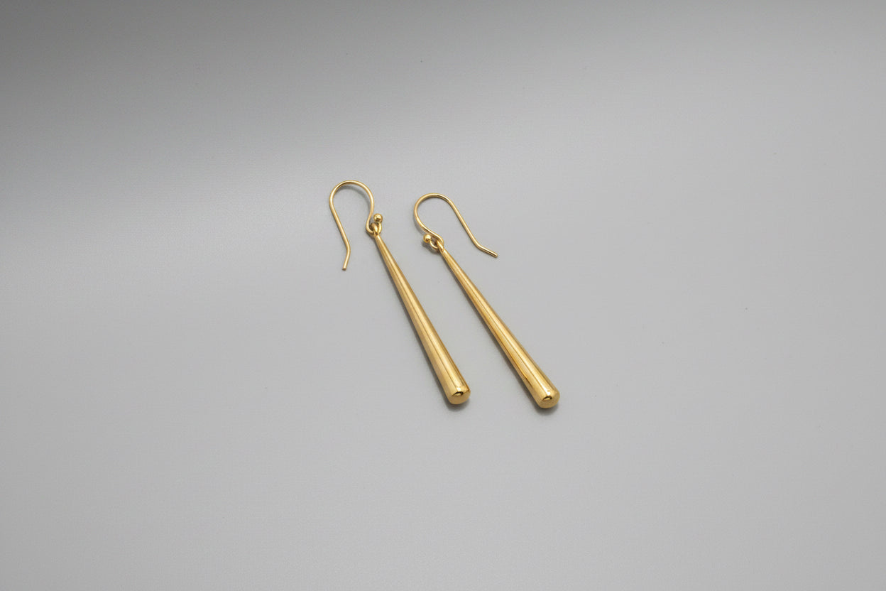 Long drop brass earring