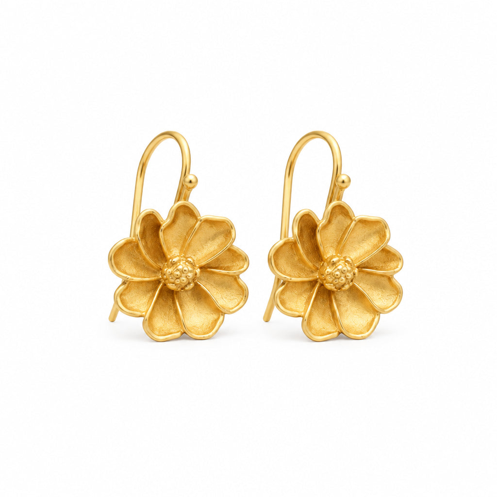 Flower design brass earring