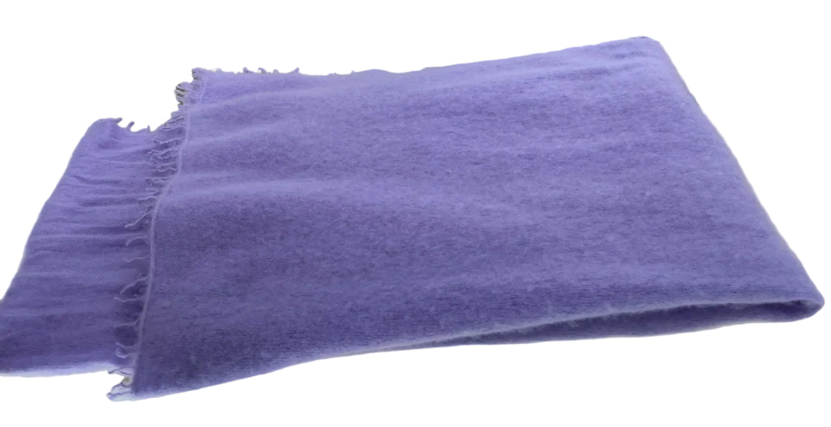 Boutique Hand Woven 100% Pure Cashmere Shawl Dark Lilac Purple