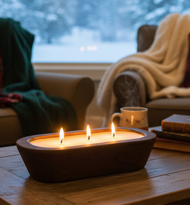 Oval 3 Wick Wood Candle (Peony and Blush)