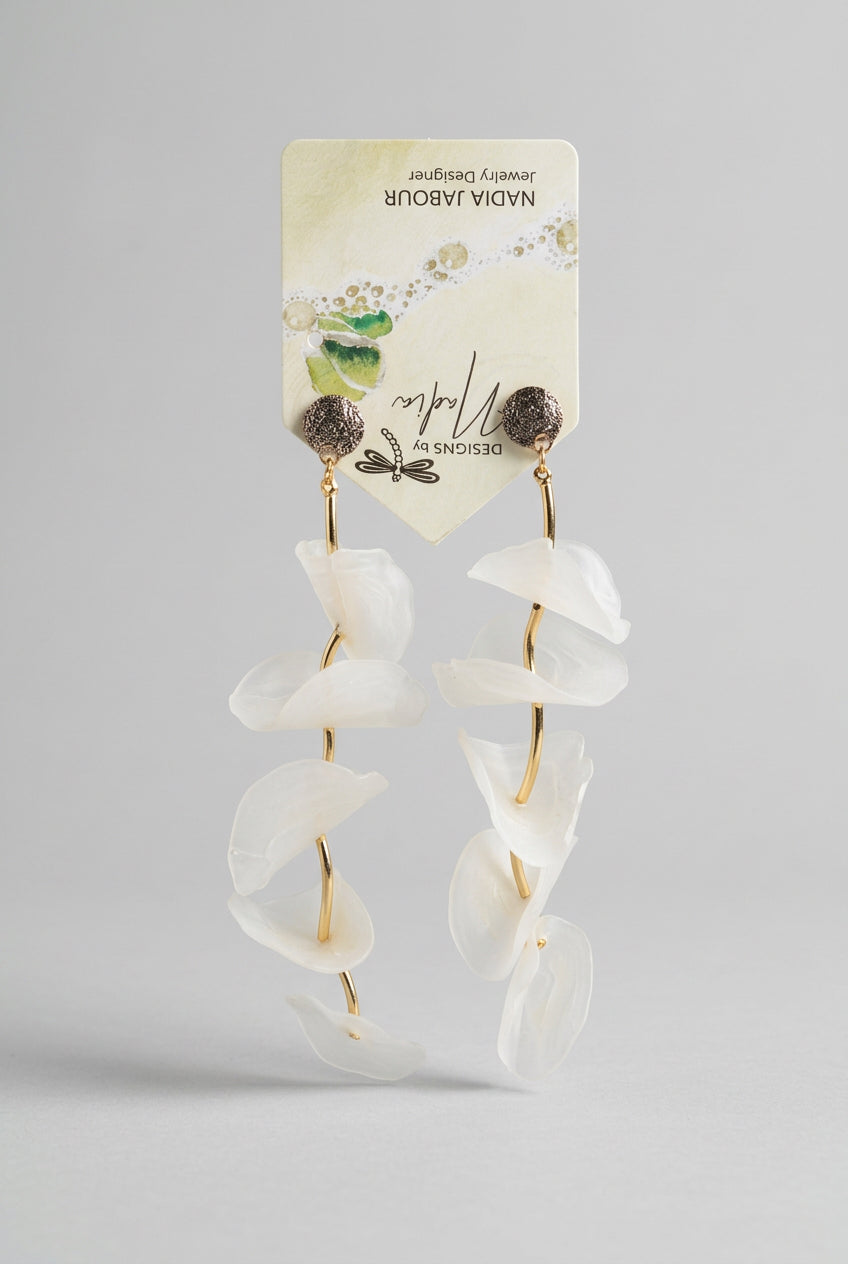 Long drop earrings, fish scales - Angela