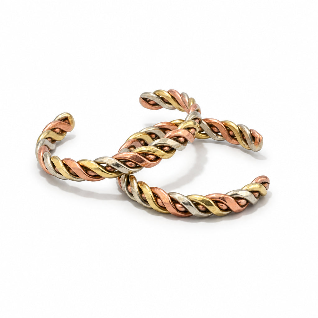 Bracelet copper, stainless steel and brass twisted