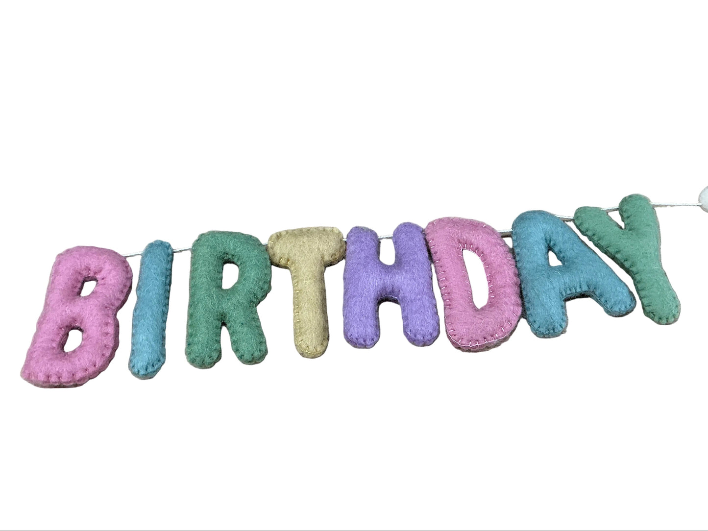 Happy Birthday Garland Pastel Wool