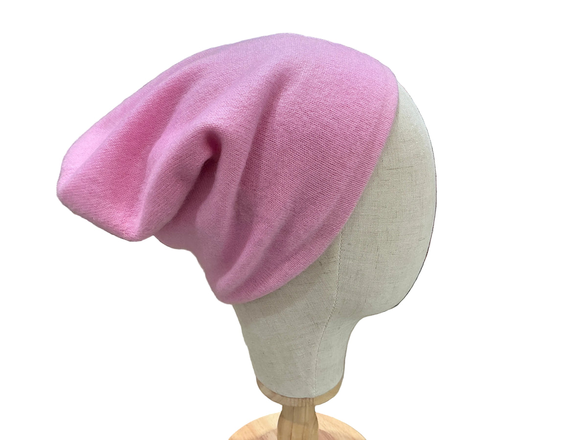 100% Pure Cashmere Hat Light Hot Pink