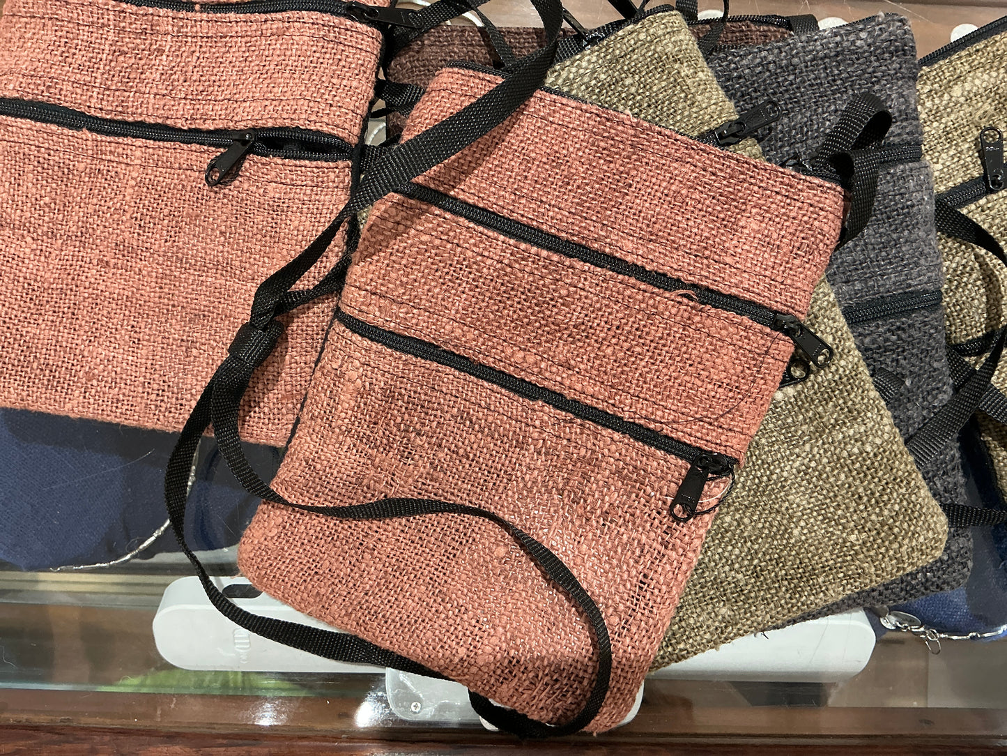 Hemp cross body pouch