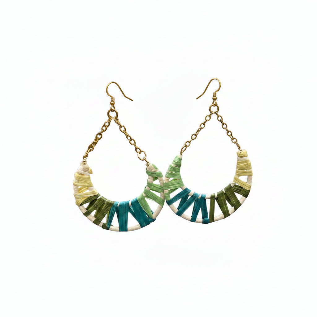 Brass Macrame Earrings - pastel colours