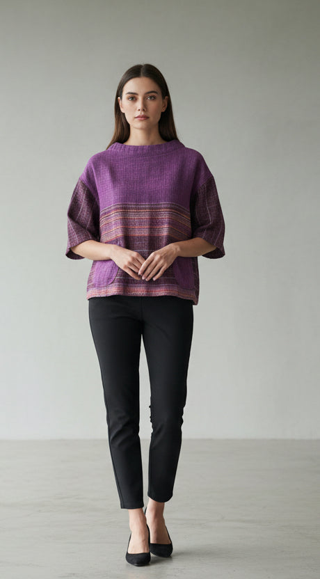 Cotton Short Top with Pockets Red