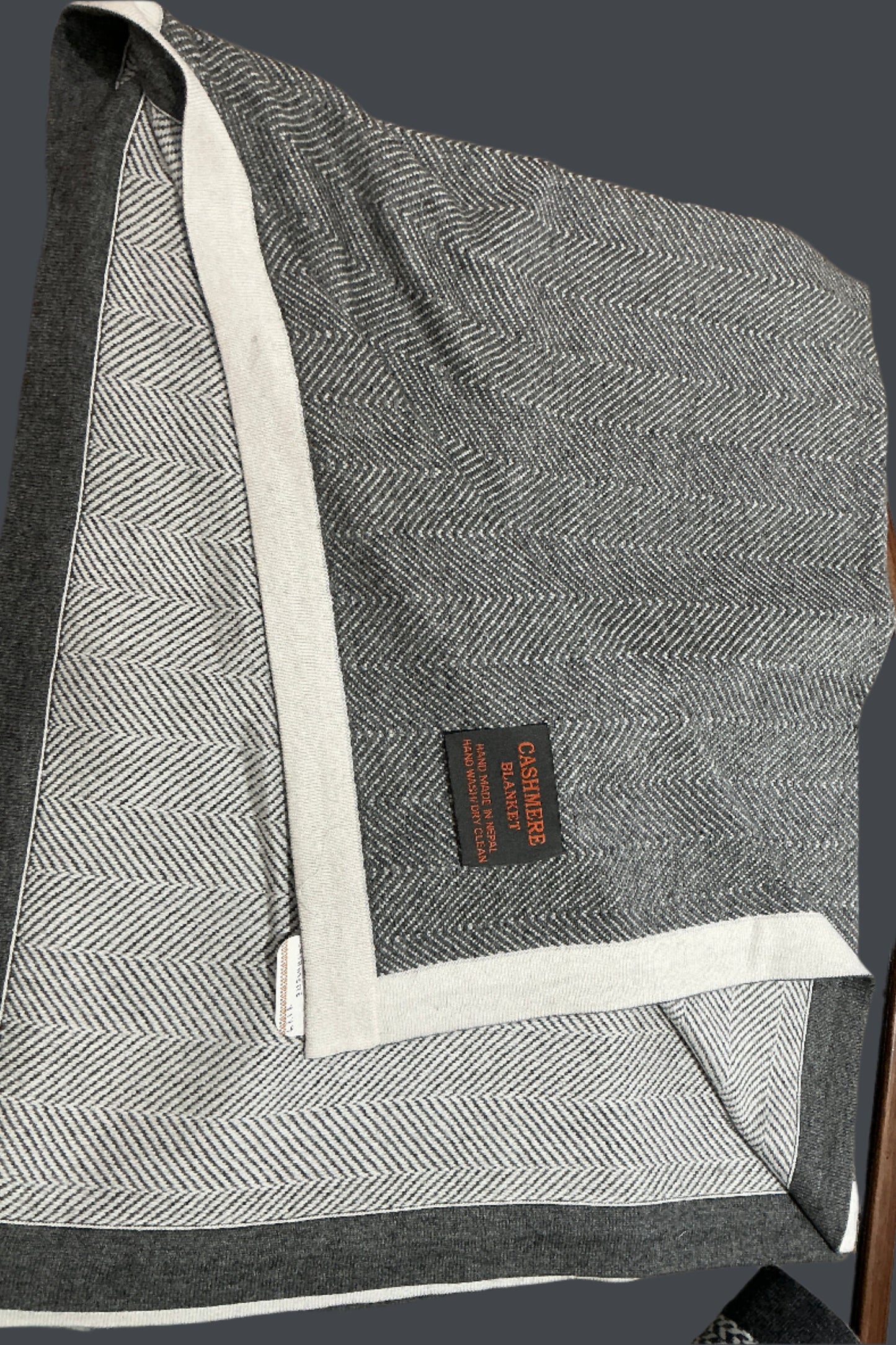 Reversible cashmere blanket - grey