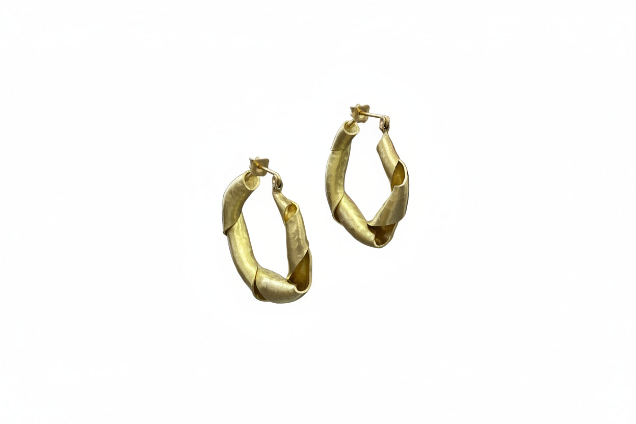 Brass twisted hoop earrings