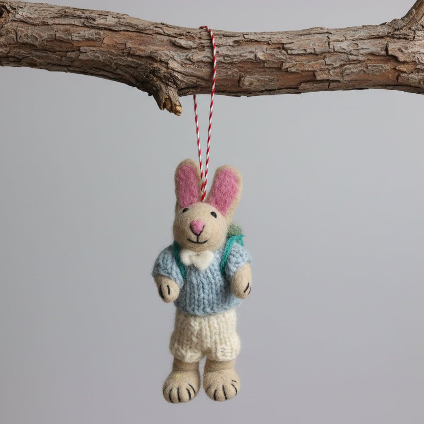 Rabbit with Egg Backpack Ornament