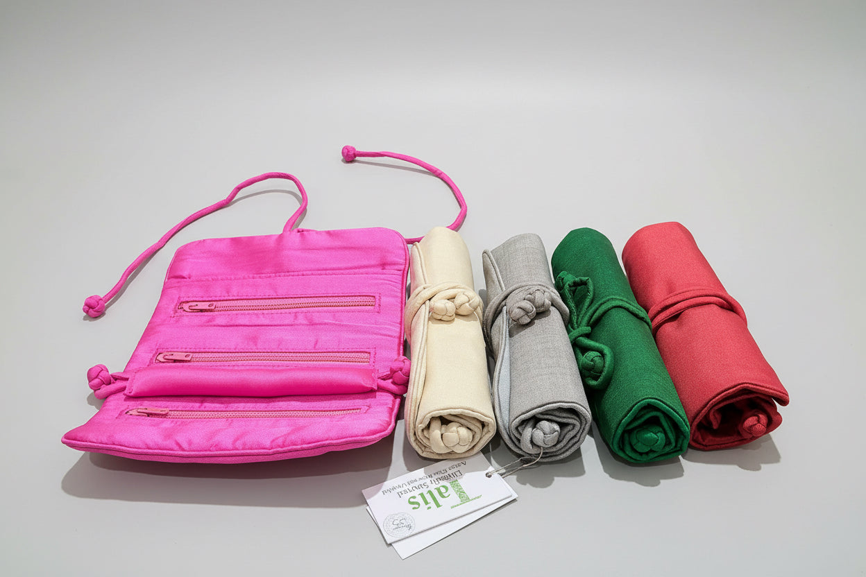 Silk Jewellery Roll Small Pouch