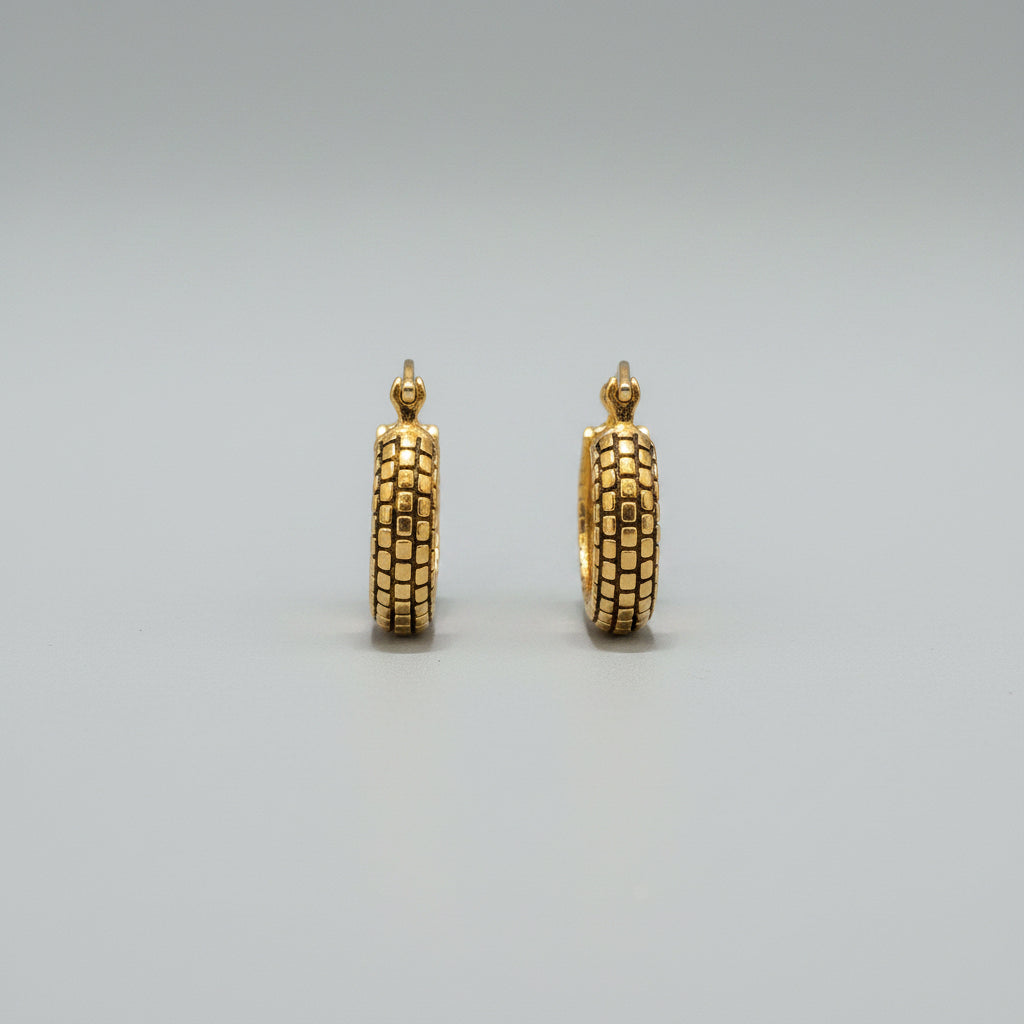 Hoop with design brass earring