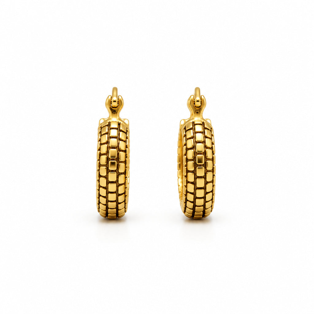 Hoop with design brass earring