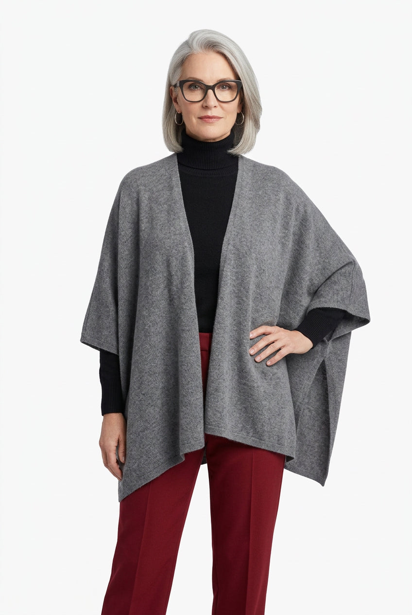 100% Pure Cashmere Charcoal Kimono with Arm Holes