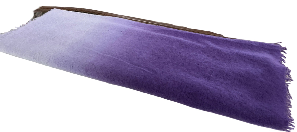Boutique Hand Woven 100% Pure Cashmere Shawl Mixed Purple