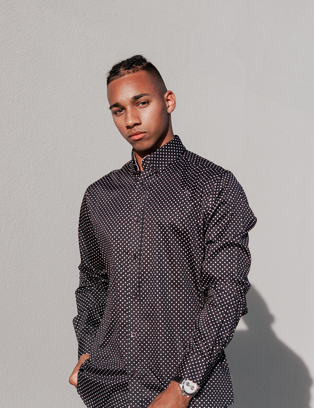 Navy Dotted Dress Shirt