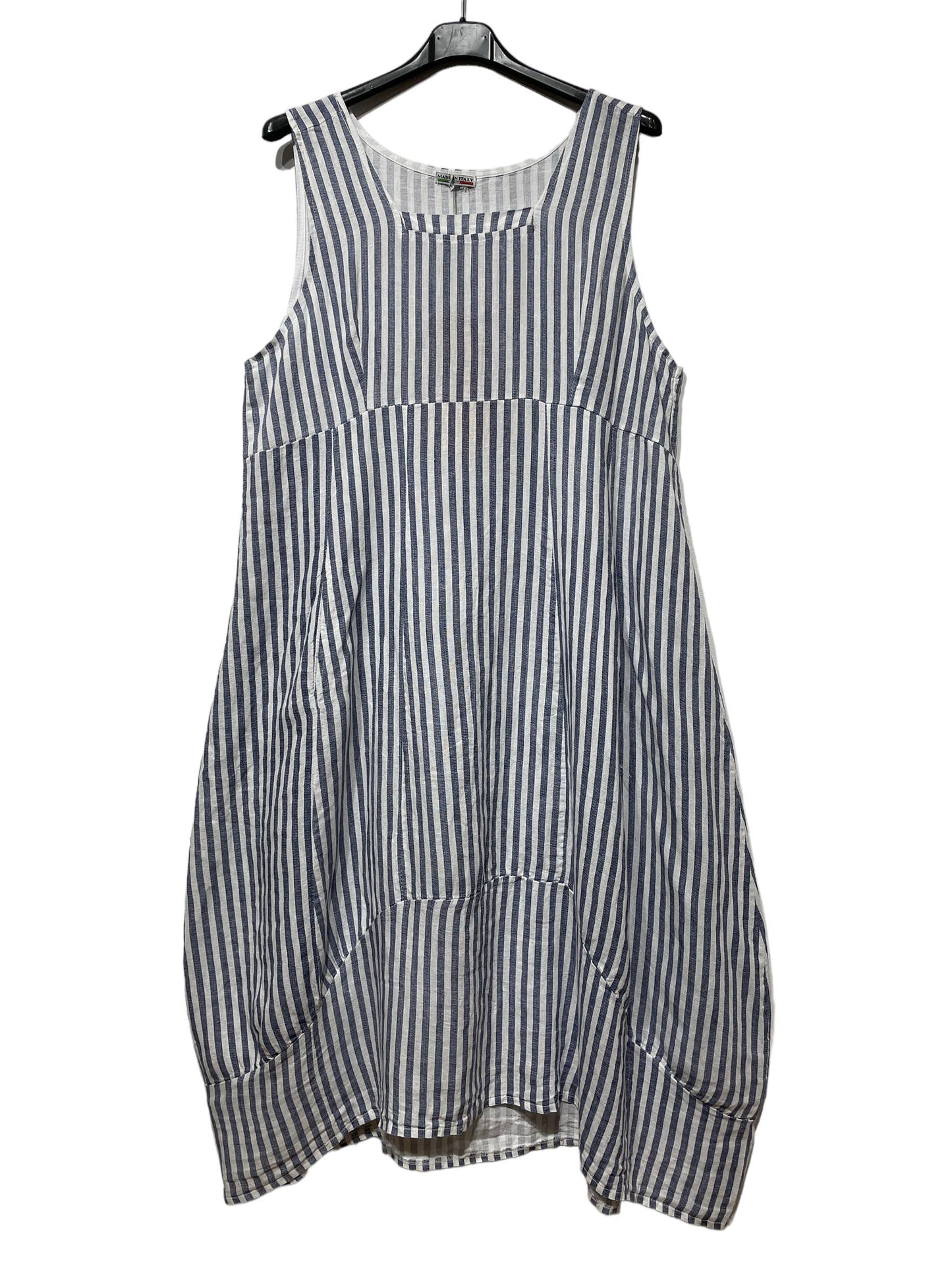 322 LINEN DRESS WITH VERTICAL STRIPES: GRANATA