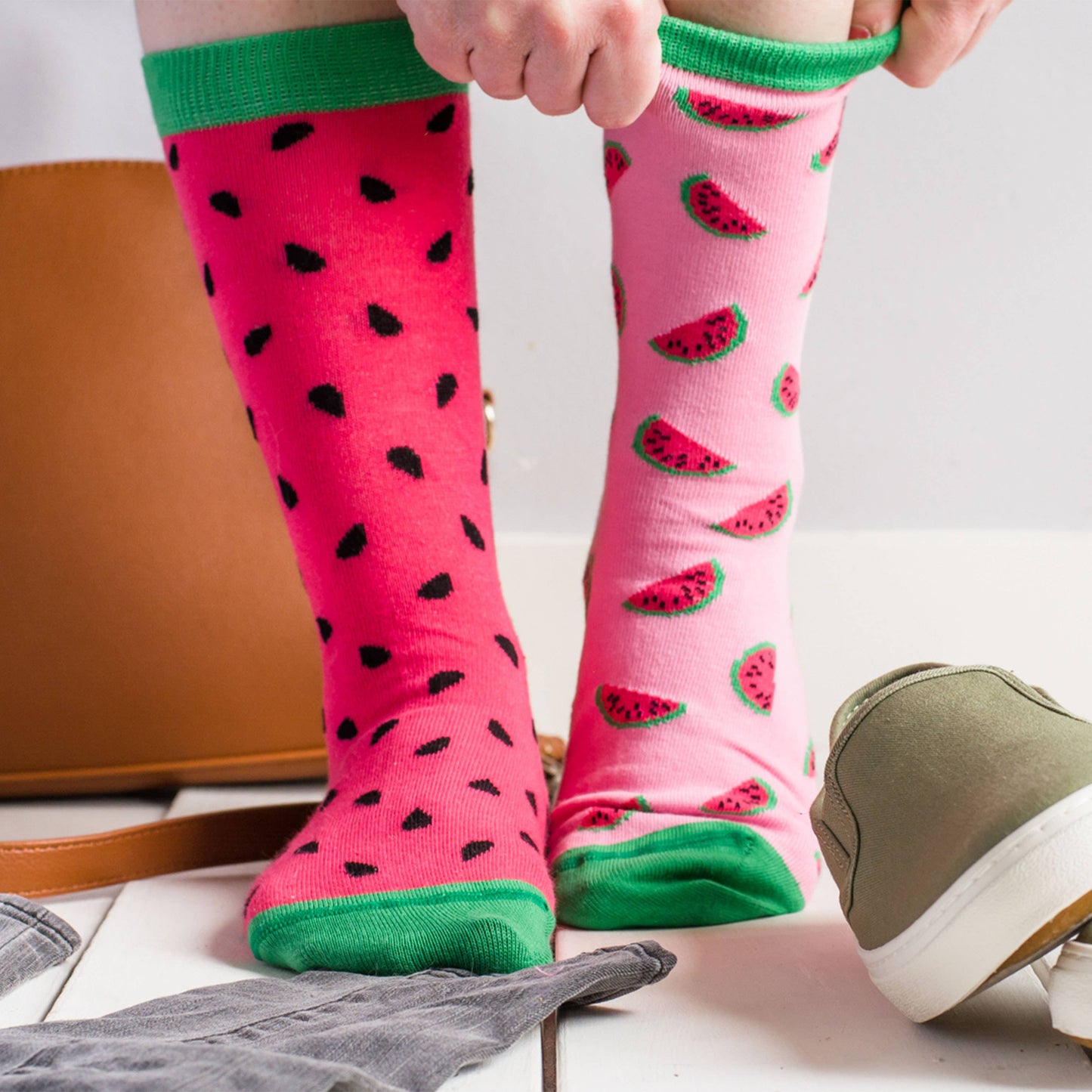Women’s Inside Out Watermelon Socks: Women’s 5 – 10