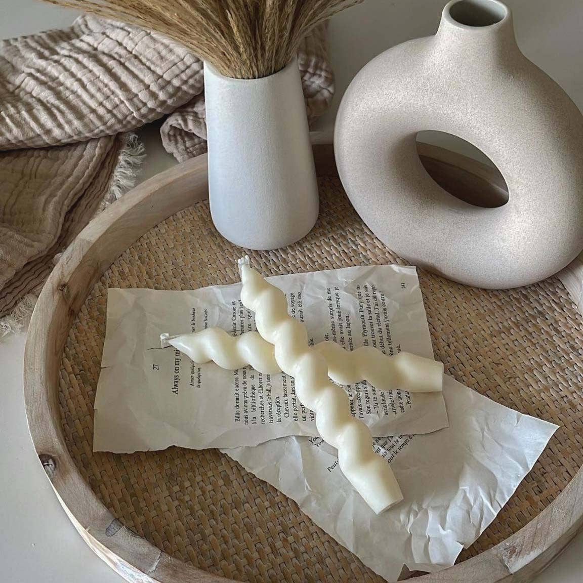 Twisted Taper Candle Set | Soy Wax Candlesticks | Handmade: Latte