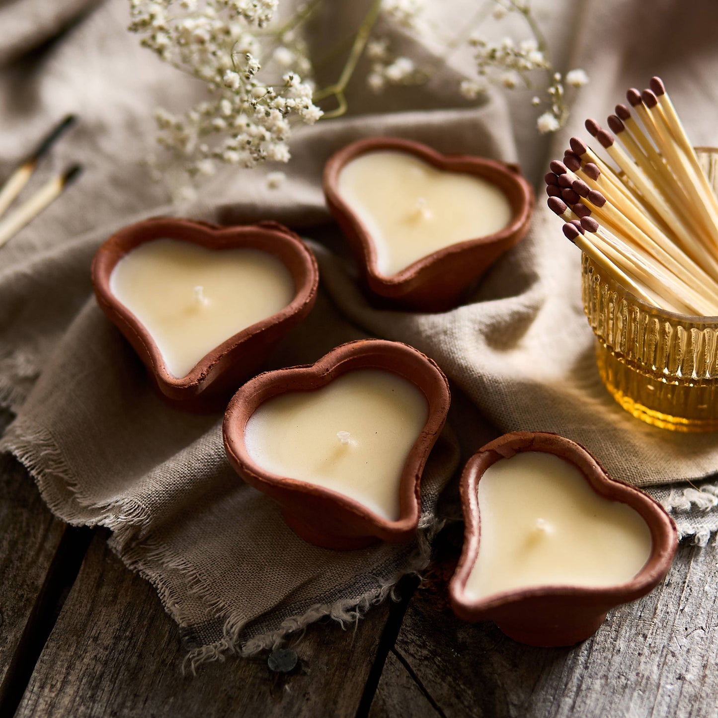 Heart-Shaped Terracotta Candle DHC