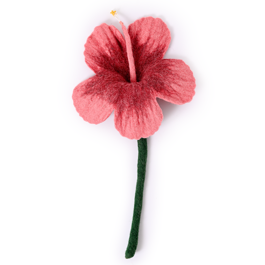 Felt Hibiscus Flower: Coral