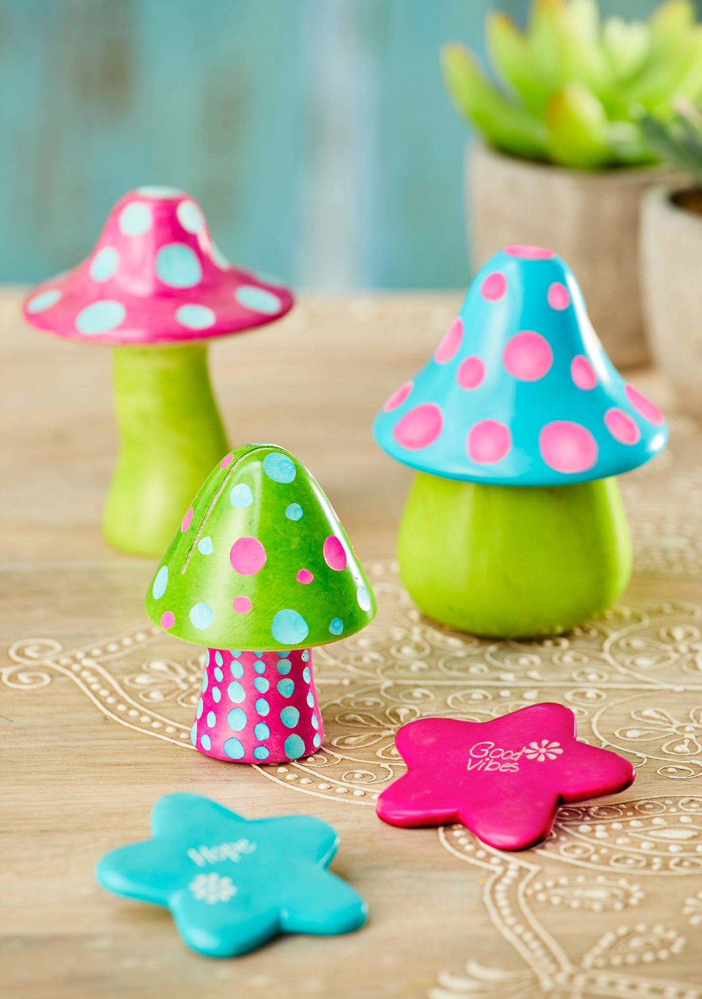 Funky Mushroom Trinket Pot - Neon