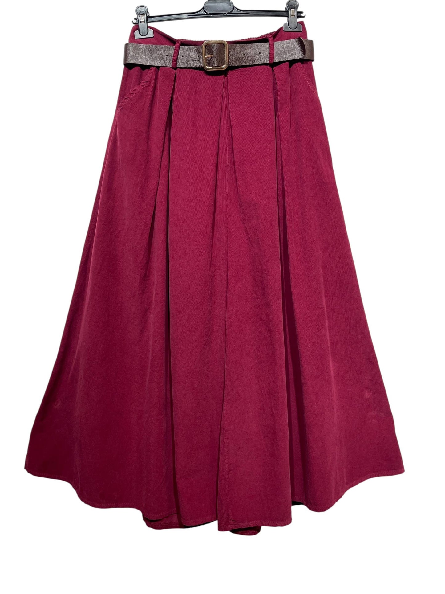 22503 TROUSERS WITH VELVET BELT, COTTON: RUST