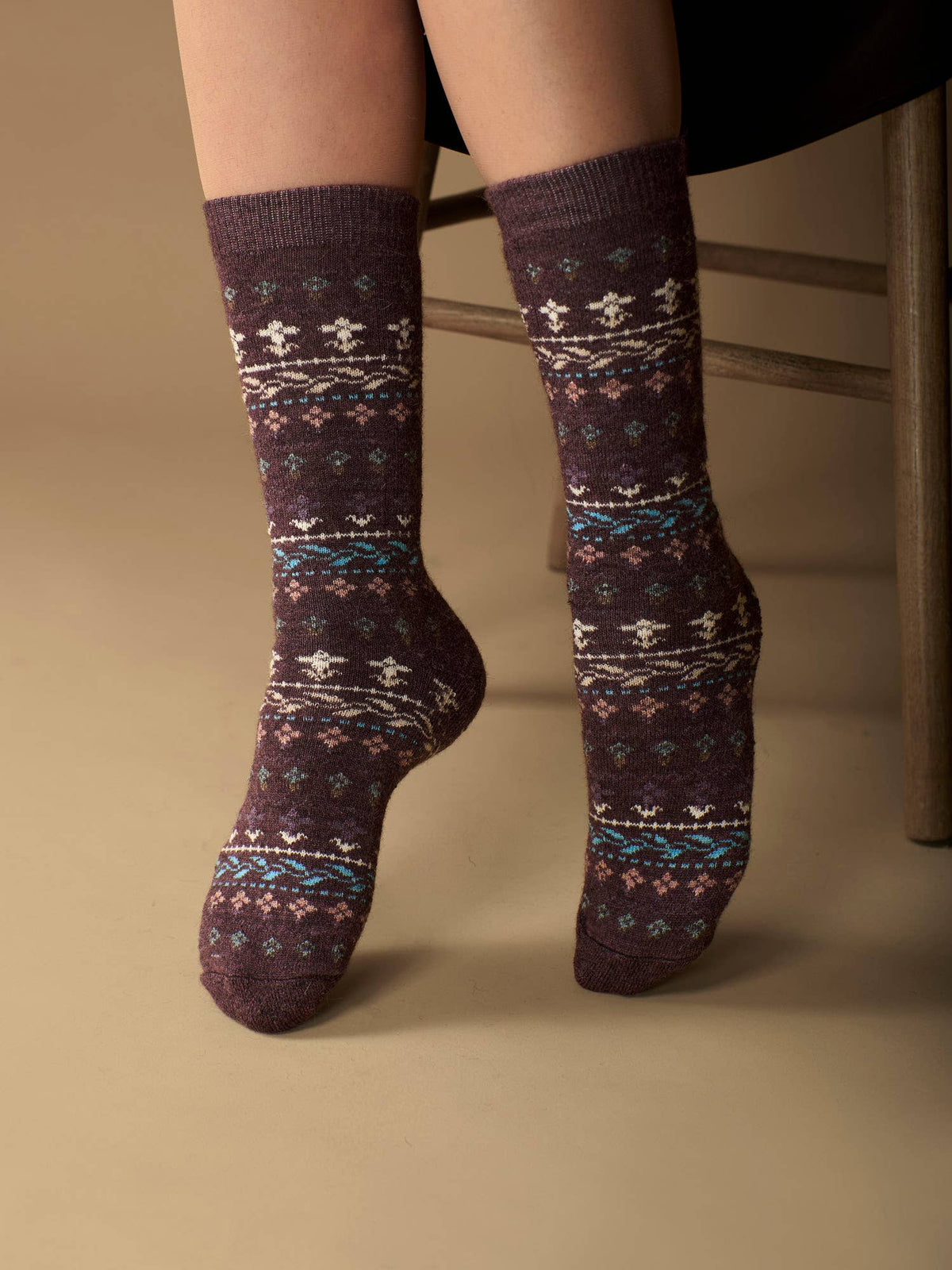 Colorado Alpaca Socks | Light Cushion Socks | Crew Socks: Purple / Medium