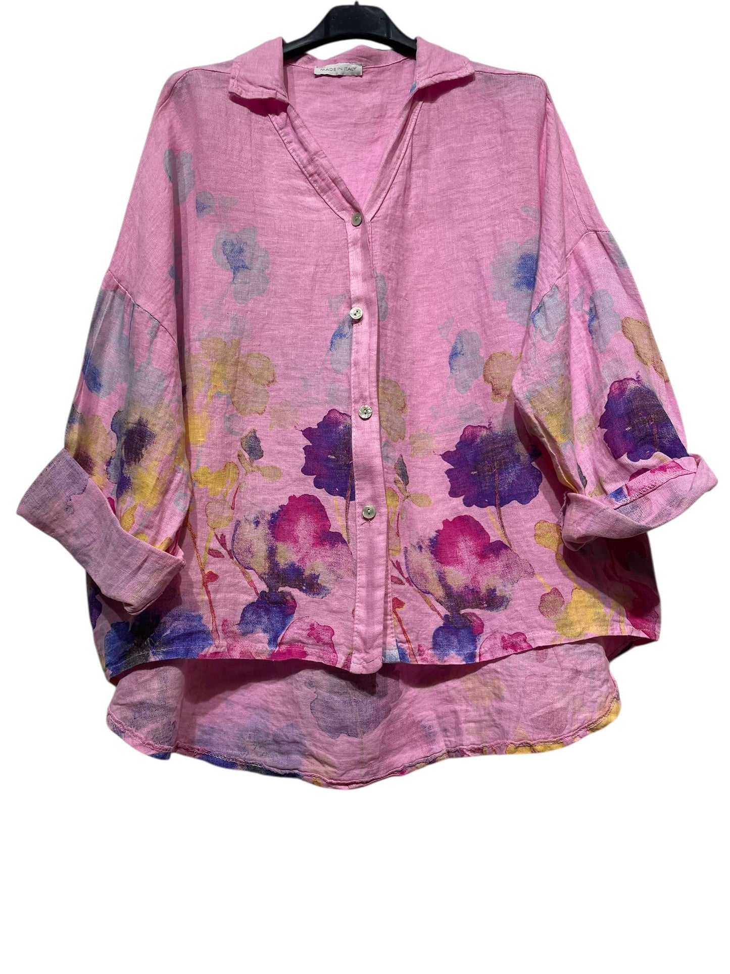 LINEN SHIRT SPRING SUMMER CLOTHING 48902 🌹 🌸: CORAL