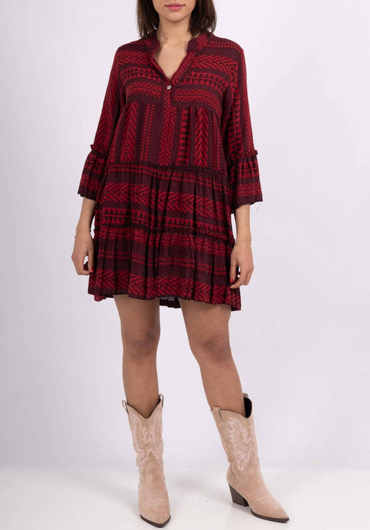 GREEK COTTON DRESS PATTERN 88B: Black