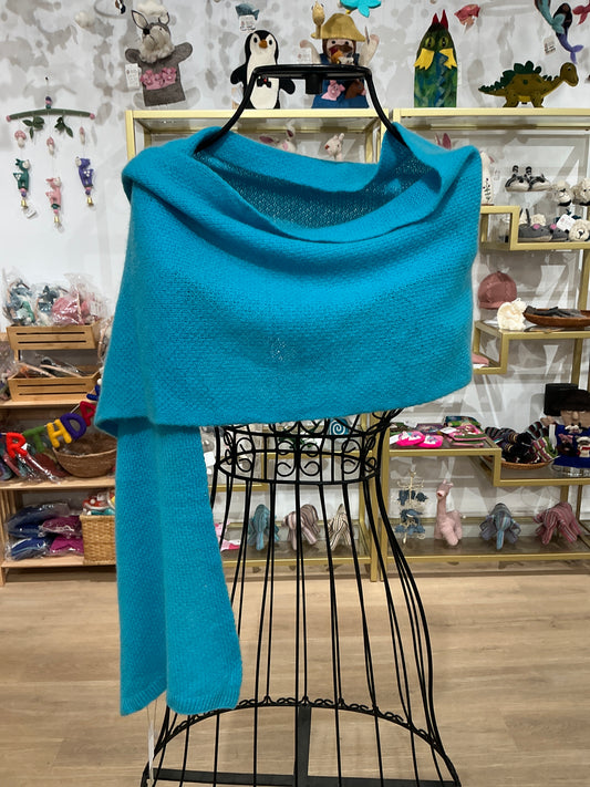 Jali Design Pure Cashmere Knitted Scarf aqua