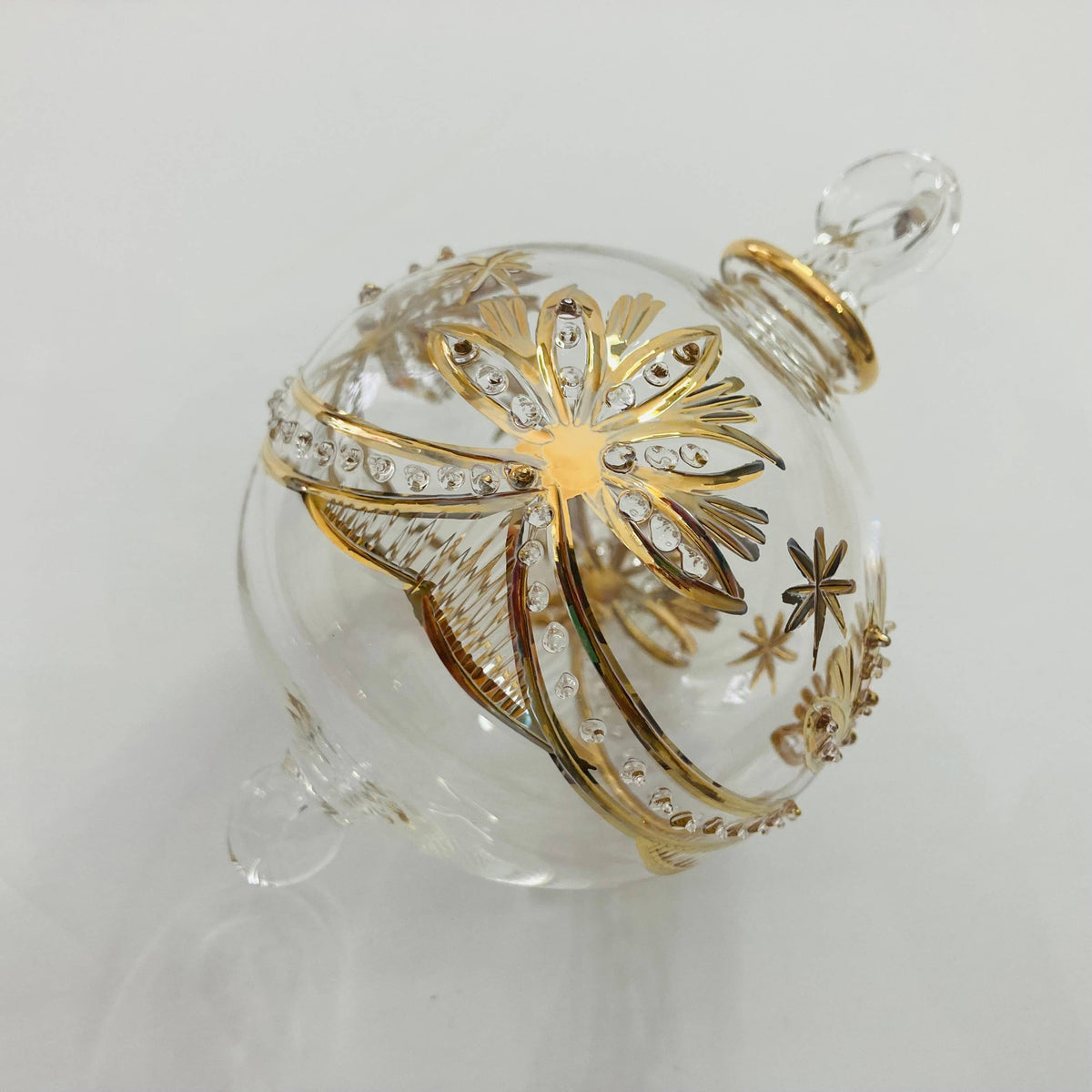 Blown Glass Ornament - Lotus Garland Gold: Upward