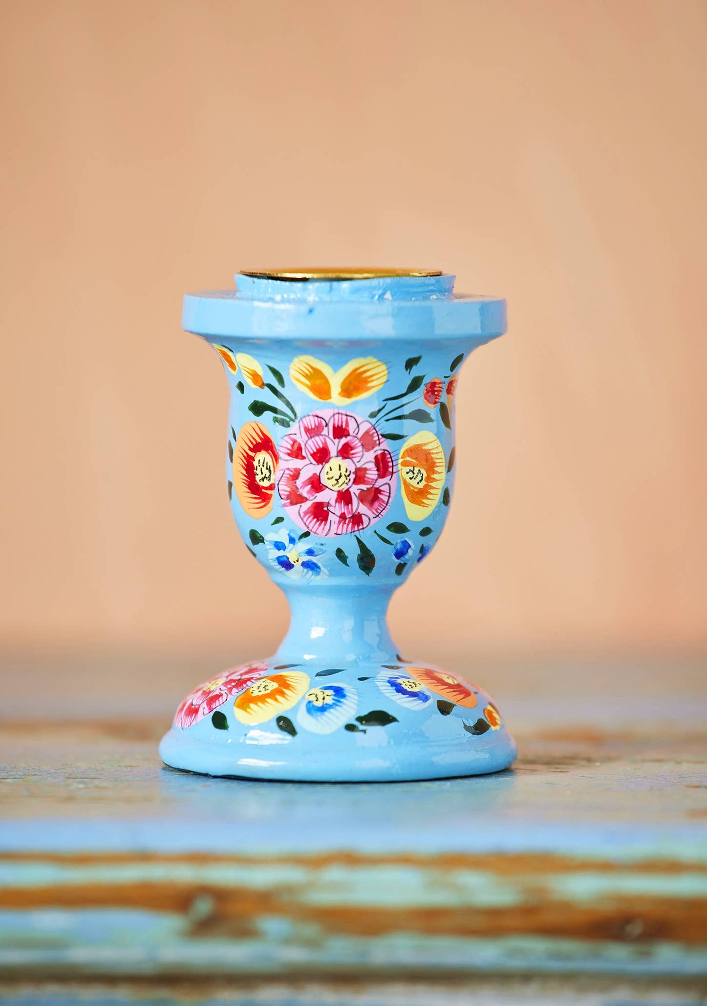 Hand Painted Kashmiri candle stick holder